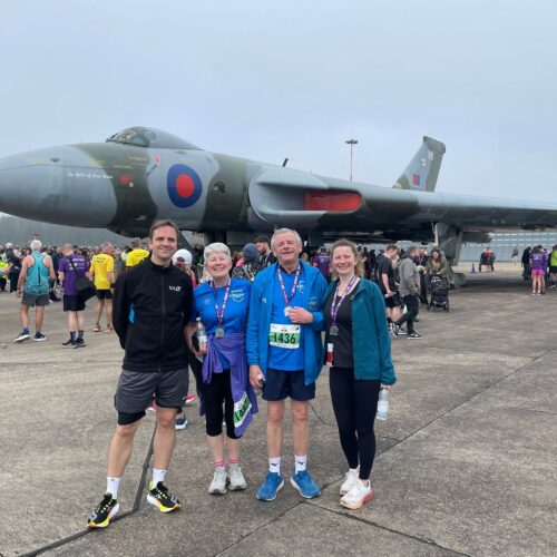 Tony and Jo Cuswoth plusRun the Runway race Donacaster airport.